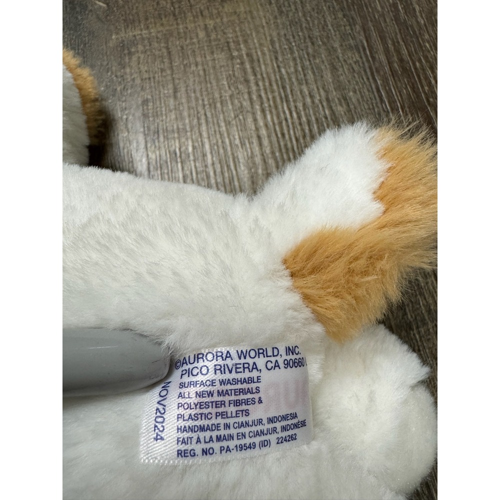 Aurora World‎ White Tan Dog Plush Stuffed Animal Floppy Lying Puppy 8x5 Inch - Picture 6 of 13